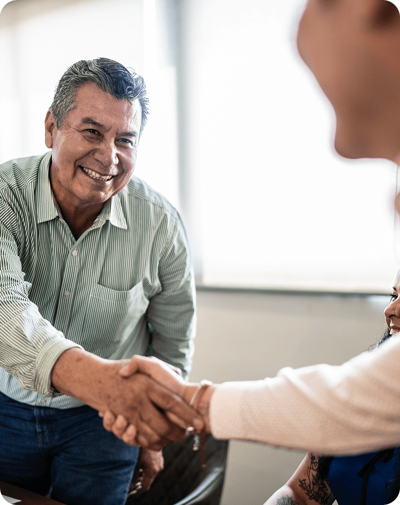Two people shaking hands